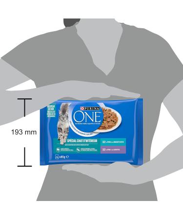 PURINA ONE Indoor Cat Tapered in Sauce Assorted Flavors Veal and Tuna Meal Bags for Adult Cats 4x85g | Pack of 12 - Buy Online on GoSupps.com