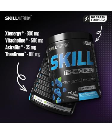  SKILL NUTRITION Skill Pre-Workout Blue Raspberry - 400g - Buy Online on GoSupps.com