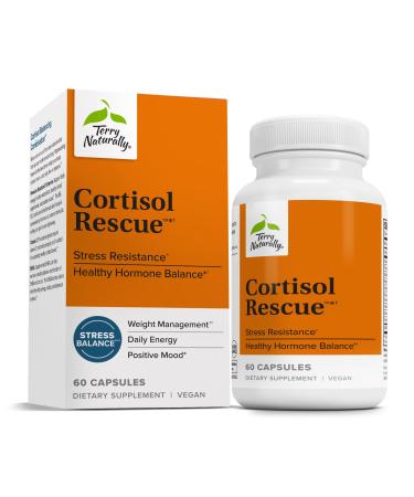 Terry Naturally Cortisol Rescue - Stress Response Support with Vitamin C & Bioactive B Vitamins - Adrenal Health & Energy Support Supplement - 60 Capsules (60 Servings)