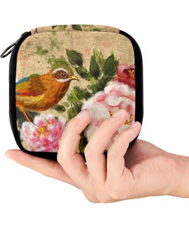 GIAPB Period Bag - Sanitary Napkin Storage and Makeup Pouch (Bird Flower Color) - Buy Online on GoSupps.com