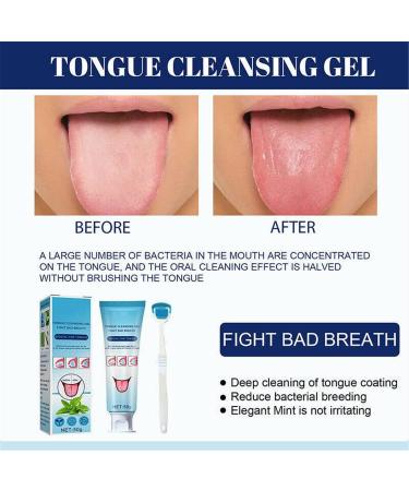Tongue Cleaner Gel & Brush - Dental Hygiene Tongue Scraper for Fresh Breath | Portable Travel Oral Care Tool - Buy Online on GoSupps.com