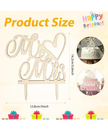 Mr and Mrs Cake Topper 5.6x5 Inch Elegant Wood Wedding Cake Topper Mr & Mrs Sign for Wedding Cake Engaged Cake Topper Wedding Party Supplies Cake Decoration - Buy Online on GoSupps.com