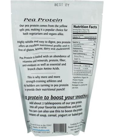 Foods Alive Organic Pea Protein Powder 8 Oz 1 Ounce (Pack of 1) - Buy Online on GoSupps.com