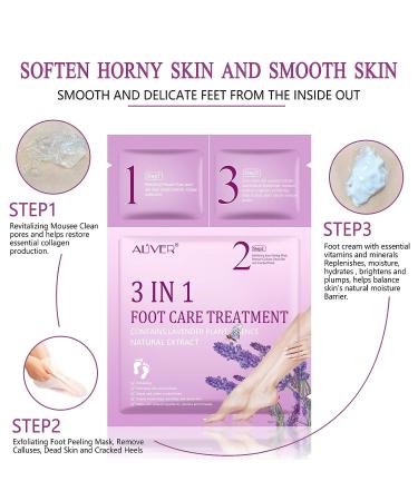 Foot Peel Mask with Natural Lavender Extract - 3 Pack for Smooth, Soft Feet | Removes Dead Skin & Calluses - Easy 3 Step Foot Care System - Buy Online on GoSupps.com