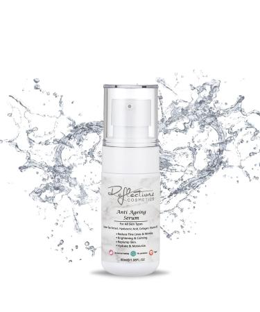 Hyaluronic Acid Serum for Face Anti Aging Face Serum For Women & Men with Collagen Green Tea Extract & Vitamin B5 By Reflectionzz Cosmetics Soothing Anti-Wrinkle Facial Serum For Dry Skin 1Oz