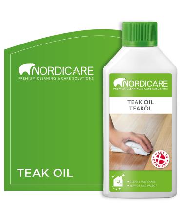 Nordicare Teak Oil (525 ml) - Wood Oil for the Entire Indoor Area - Revives the Original Color of Wood - Premium Teak Oil Wood Care Oil with Stain Protection - Natural Silk Matt Finish-Made in Denmark 525ml