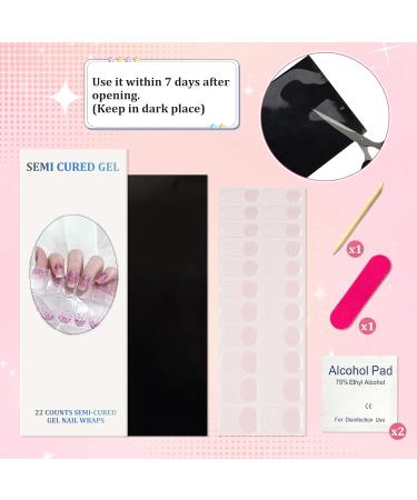 22PCS Gel Nail Stickers Semi Cured Nail Wraps Purple Glitter Self-Adhesive Gel Nail Strips Full Wraps Nail Polish Stickers with Soft Glossy Gel Finish French Manicure Stickers for Women and Girls - Buy Online on GoSupps.com