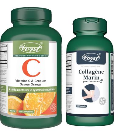VORST Marine Collagen for Men 120 Capsules and Vitamin C 200 Tablets (Combo Bundle 2 Bottles) - Buy Online on GoSupps.com