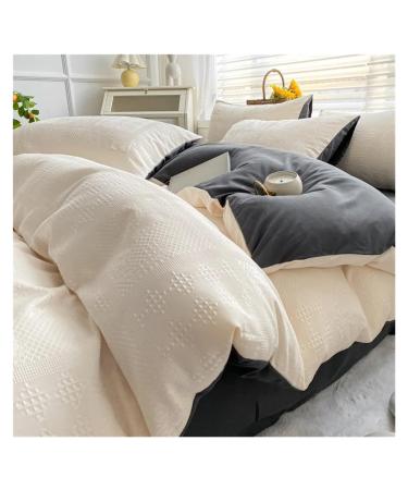 4-Piece Bedding Set Feather Duvet Cover Set Sheet Set Washed Cotton no Filler Soft (A Full)