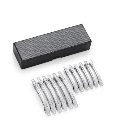 UJOY French Barrettes - DIY Basics hair clips metal hair clips accessories silver hair clips -12PCs for size 2.3 "& 3.5" valentine gift for woman girlfriend 1 piece (12 pack) silver