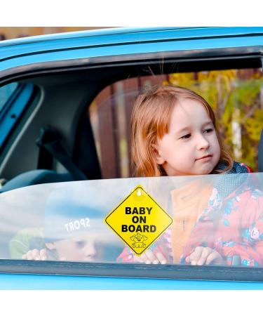 Bewudy 2 PCS Baby on Board Car Warning Sign - Elephant Design | Reusable Baby in Car Sticker with Suction Cups - Buy Online on GoSupps.com