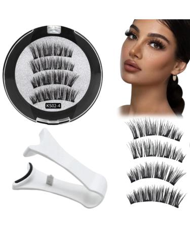 Magnetic Eyelashes with Applicator Natural Magnetic Eyelashes Reusable Easy Wear No Glue No Makeup Remover Natural Look 3D Effect Glamorous Magnetic False Eyelashes with Applicator Magnetic Lashes