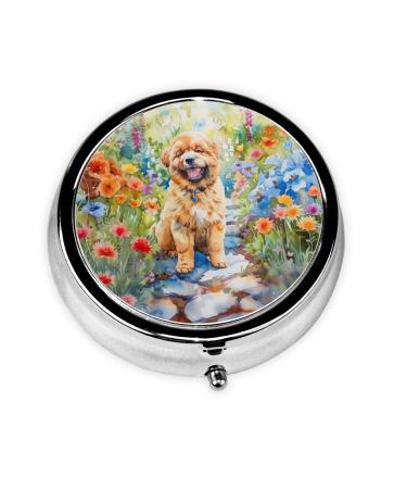 Smiling Chow Chow Puppy Printed Pill Box/Pill Case Portable Square Pill Box Pill Case for Purse Pill Box Travel 2.2x1.6in Smiling Chow Chow Puppy One Size