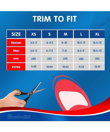 Sushn3D Plantar Fasciitis Insoles - Arch Support Orthotic Inserts for Men Women - Gel Shoe Insoles for High Arch Pain Relief - XL Size (Mens 10 1/2 - 13) - Buy Online on GoSupps.com