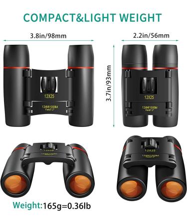 POLDR 12X25 Small Pocket Binoculars - Compact Mini Binoculars for Bird Watching, Concerts - Black - Buy Online on GoSupps.com