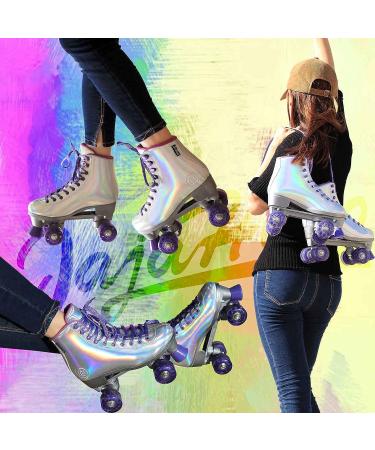 JajaHoho Women's Holographic High Top Roller Skates - Silver - US 9 - Buy Online on GoSupps.com