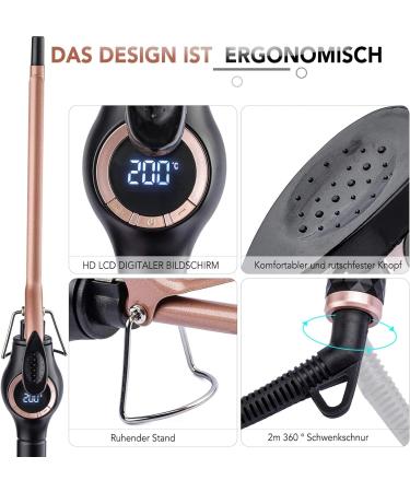 9mm Mini Curling Iron - Professional LCD Curler 140-200 Fast Heating Includes Gloves & Clips - Perfect for International Shipping - Buy Online on GoSupps.com
