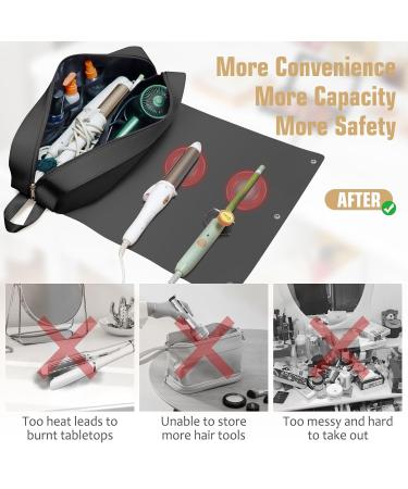 2-in-1 Hair Tools Travel Bag with Silicone Mat - Upgraded Large Capacity for Curling Iron & Hair Tools - Essential Travel Accessories for Men & Women - Buy Online on GoSupps.com