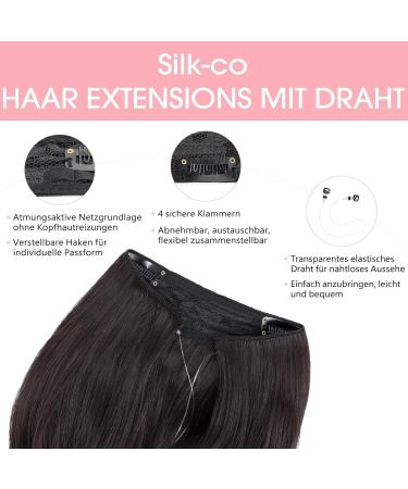 Silk-Co 50cm Dark Brown Hair Extensions with Rubber Band | Adjustable Synthetic Hair Part & Clips | Long Corrugated Style for Women - Buy Online on GoSupps.com