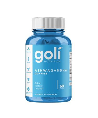 Goli Nutrition Ashwagandha Gummies avec Vitamine D 60 Gommes v g taliennes Sans G latine Sans Gluten V g tarien Sans Soja Sans OGM 60 unit (Lot de 1)