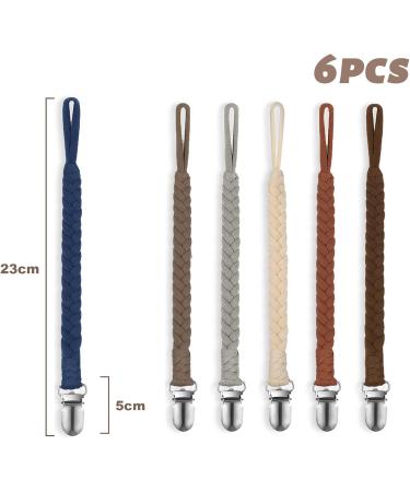 Xixkolyu Pacifier Clip Set for Boys & Girls - 6 Pack Handmade Braided Baby Pacifier Holder Leash | Fits All Pacifiers & Teething Toys | Perfect Modern Unisex Baby Gift - Buy Online on GoSupps.com