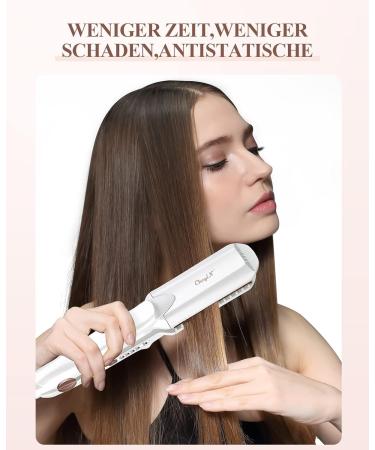 CCKEYIN 3-in-1 Crepe Iron for Hair - Ceramic Hair Straightener & Crimper with Temperature Control - Multi-Style Wave Iron in White - Buy Online on GoSupps.com