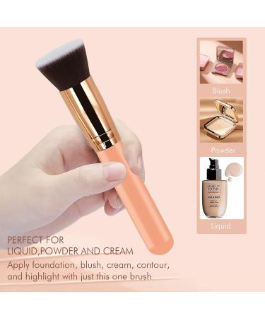 Foundation Brush - Flat Top Kabuki Makeup Brush for Liquid & Mineral Powder by Refreshyourlife | Best Brush for Flawless Blending (Orange - Buy Online on GoSupps.com