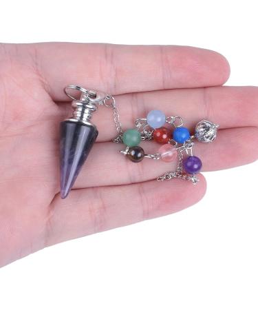 Lovionus89 7 Chakra Points Pendulum - Healing Reiki Stone for Meditation Divination & Chakra Balancing | Amethyst Gemstone - Buy Online on GoSupps.com