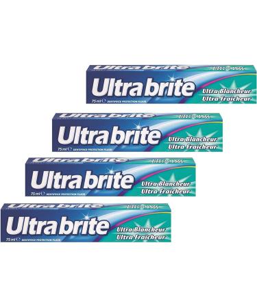 ULTRA BRITE - Ultra Brite Whitening Toothpaste - Ultra Whiteness - Ultra Freshness - White and Brilliant Teeth - Pack of 4 x 75 ml
