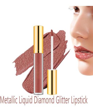 Liquid Diamond Glitter Metallic Lipstick Highly Pigmented Shimmering Multi-Color Lip Gloss Shiny Glossy Liquid Lipstick (08) - Buy Online on GoSupps.com