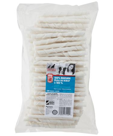 Dogit White Natural Beef Hide Chew Stick 10mm X 12.5cm (0.3-0.35-Inch X 5-Inch) 100 Pack 1 count (Pack of 1) Chew Stick