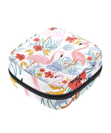 Flamingo Period Bag Menstrual Cup Pouch Large Storage Bag Sanitary Purse for Sanitary Napkin Pads Pads Organizer for Girls Women Multicoloured 17