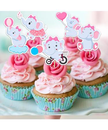36Pcs Pink Elephant Cupcake Toppers Pink Elephant Baby Shower Decorations for Girl Pink Elephant Cake Decorations Birthday Party Supplies - Buy Online on GoSupps.com