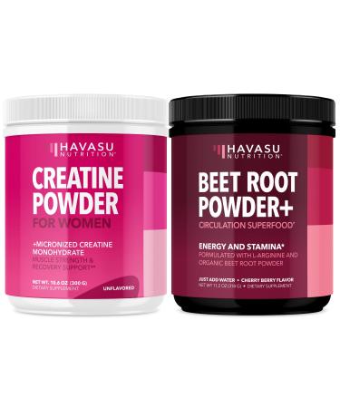 HAVASU NUTRITION Creatine Powder for Women + Beet Root Powder: Post Workout Recovery Bundle