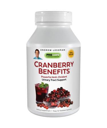 ANDREW LESSMAN Cranberry Benefits 180 Capsules Supports Bladder Kidney and Urinary Tract Health. High Potency Standardized Concentrate of Cranberry Fruit Small Easy to Swallow Capsules 180 Count (Pack of 1)