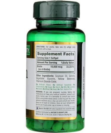 Nature's Bounty Biotin 10000 mcg Ultra Strength - 120 Softgels Pack of 4 - Buy Online on GoSupps.com