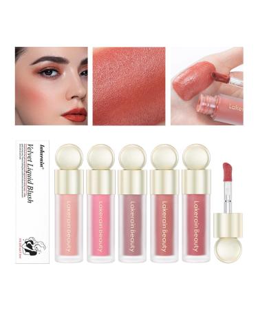 Wfinau Liquid Blush 5 Colors Cream Blush Makeup Lightweight Cheek Gel Cream Liquid Blush Velvet Rare Beauty Moisturizing Natural Texture Blush Mousse Long-Lasting Waterproof