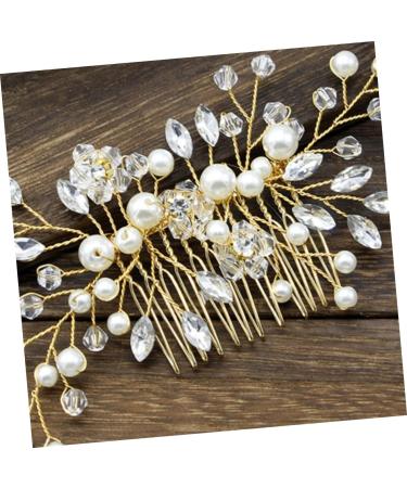 FRCOLOR bridal hair comb wedding beaded hair comb rhinestones hair pins party pearl beaded comb bridal hair clip Bride Insert Comb bridesmaid European and American hair accessories - Buy Online on GoSupps.com