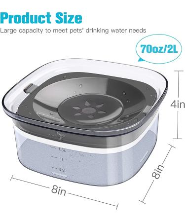 UPSKY 70oz No Spill Dog Water Bowl - Large Capacity Slow Feeder & Transparent Dispenser for Dogs and Cats - Travel-Friendly Design - Grey - Buy Online on GoSupps.com