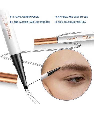 Magic Eyebrow Pencil with 4 Fork Tip Microblading Brow Pencil for Natural Makeup Long-Lasting All Day Fine Stroke 3D Waterproof Brow Pen to Accurate Depiction for Makeup Beginners (Black) - Buy Online on GoSupps.com