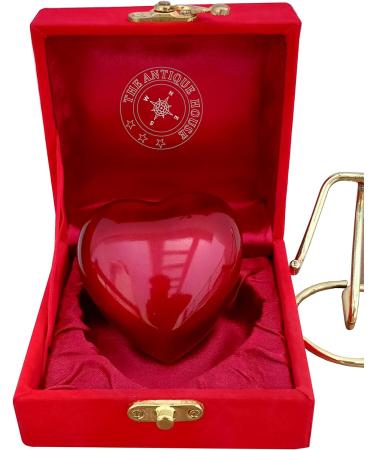 Red Heart Cremation Keepsake Urn with Brass Stand - Mini Pet Memorial - Buy Online on GoSupps.com