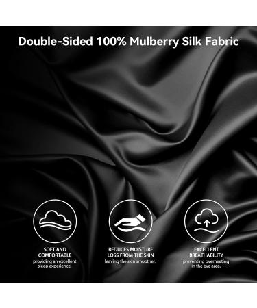 Silk Sleep Mask - Super Soft Blackout Eye Mask for Men & Women | Adjustable Strap | Natural Mulberry Silk (Black - Buy Online on GoSupps.com