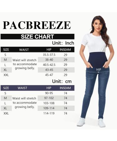 PACBREEZE Women's Maternity Jeans | Over The Belly | Slim Stretchy High Waist Denim Skinny Pants | Dark Blue - Buy Online on GoSupps.com