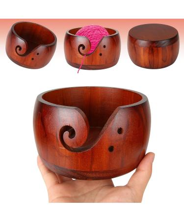 DIRBUY Wooden Yarn Bowl with Bamboo Crochet Hooks - Crochet Gift Set for Mom, Grandma, Girlfriend - 12PCS Brown - Buy Online on GoSupps.com