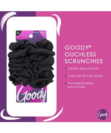 Goody Ouchless Women's Hair Scrunchie - Black 8 Count - Pain-Free Hair Accessories for Long Lasting Braids & Ponytails - Buy Online on GoSupps.com