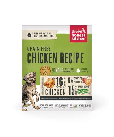 The Honest Kitchen Human Grade Dehydrated Grain Free Dog Food – Complete Meal or Dog Food Topper – Chicken 10 lb (makes 40 lbs) Chicken 10 Pound (Pack of 1)