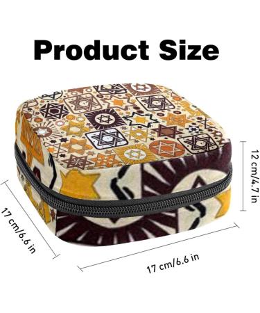 Menstruation Pad Bag with Zipper | Women's Napkin & Tampon Bag | Tossed Stars Geometric Design - Buy Online on GoSupps.com