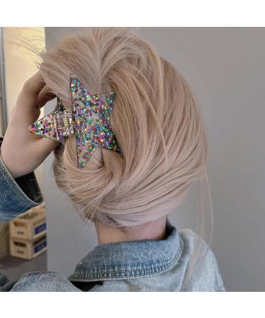 Lorenleya Sparkling Star Hair Claws Clips for Women - Green Colorful | Fashionable Hair Accessories Gift for Girls - Buy Online on GoSupps.com