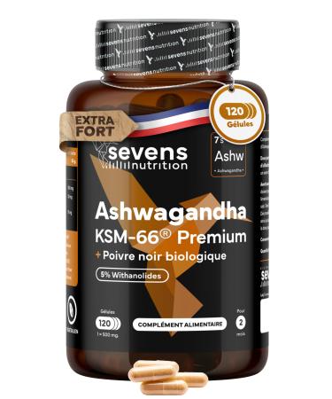 Ashwagandha KSM-66 Pure Haute Biodisponibilit Avec Poivre Noir 5% Withanolides Soutien au Bien- tre et l quilibre motionnel nergie et Clart Mentale 120 G lules V g tales