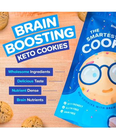 Smart Keto Cookies - High Protein Low Carb Snacks for Kids & Adults | Brain-Boosting Nutrients | Gluten-Free, Paleo, Diabetic-Friendly | No Added Sugar | Birthday Cake Flavor - Buy Online on GoSupps.com